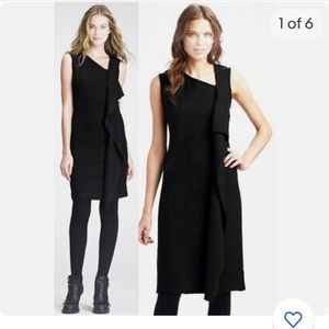 Tory Burch Taletta Stretch Wool Crepe Asymmetric ruffle Shift Dress